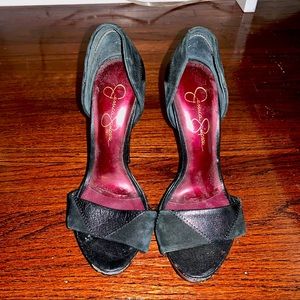 Jessica Simpson leather and suede open toe heels